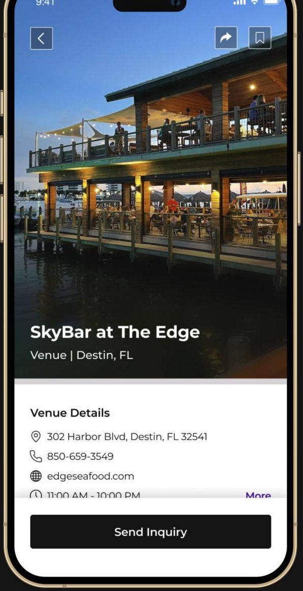 Venue page for SkyBar at The Edge in the MusicCred app